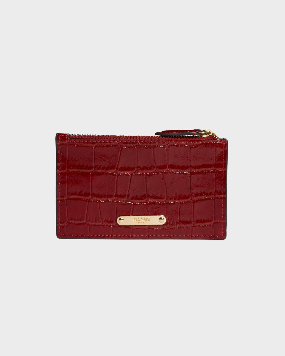 【YOURNUS】Card Case Leather Bag HamptonZipCardCase_Croc_Rouz_A