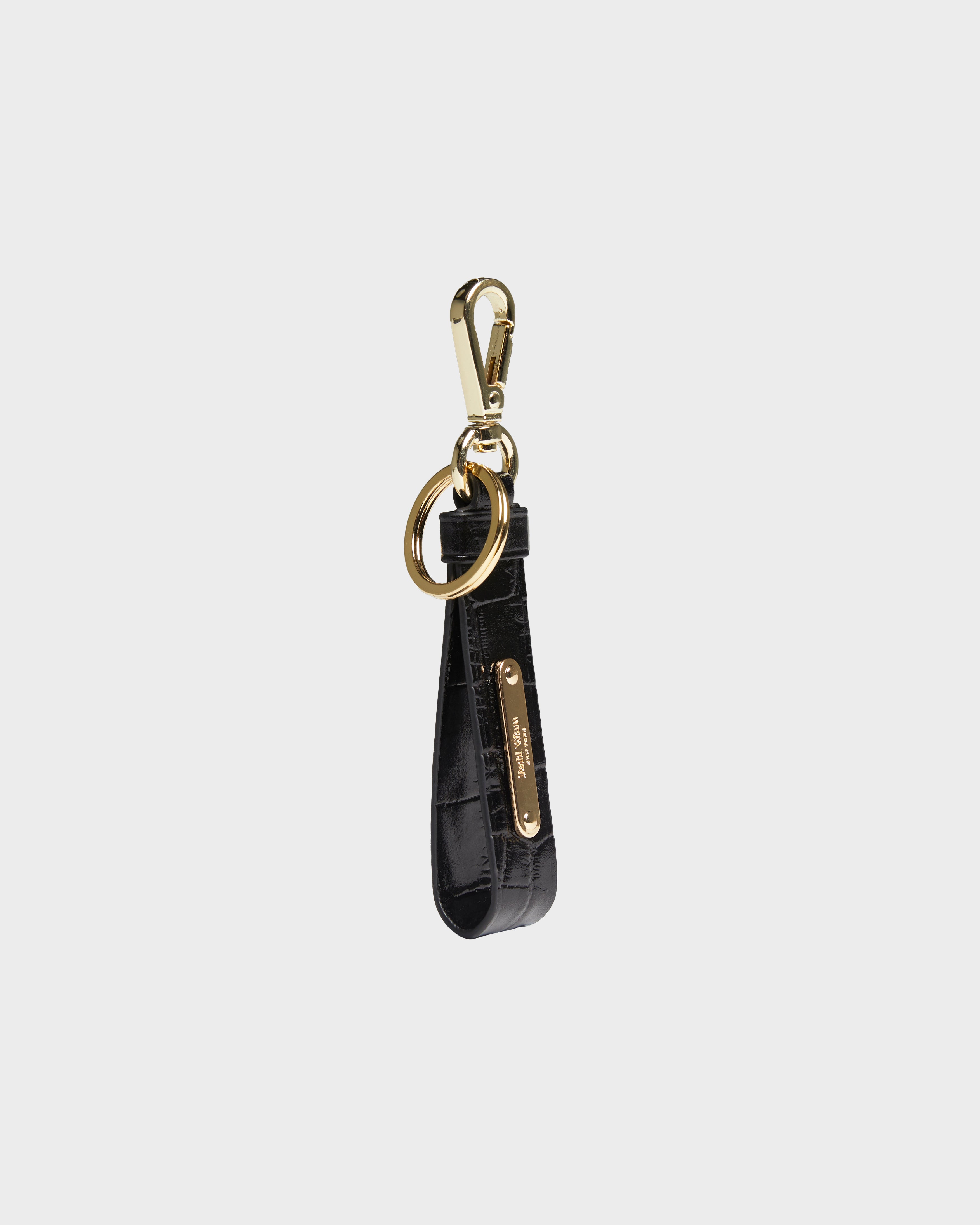 Black Emboss LV Leather Keychain